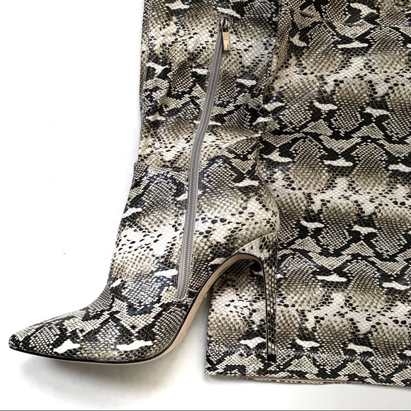 Raye Kai Thigh high Snakeprint Boot in Grey sz 9.5 - Picture 2 of 4